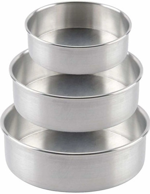 KUNWARSA Heavy Quality Round Aluminium Cake tins 6, 7 and 8 Inch Aluminium Cake Mould 3(Pack of 3)