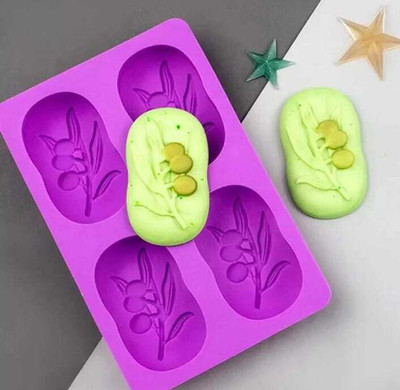 ADMONITION Silicone Cupcake/Muffin Mould 4 Cavity Olive Tree Shaped Mould(Pack of 1)