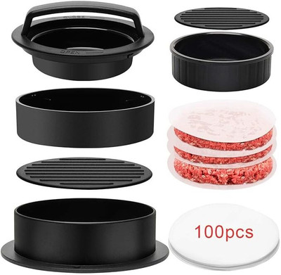 Ever Mall Cold 3 in 1 Burger Sandwich Press Maker, Hamburger Patty Maker Stuffed Burgers Press Manual Dough Press(UJKK-12865-ZSWED)