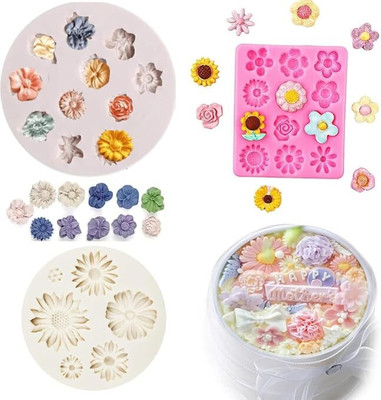 MARHABA TRADERS Silicone Fondant & Gum paste Mould LEGACYCART 3 Pack Flower Silicone Fondant Mould,Sunflower Chrysanthemum Succulent Flower Fondant Sugar Mould Chocolate Craft Molds for Cake Decorations Birthday Wedding Party DIY Craftng Projects(Pack of 3)