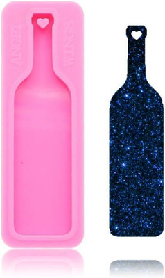 Husaini Mart Silicone Fondant & Gum paste Mould Skytail Wine Bottle Shape Pendant Keychain Silicone Mould with Hole for DIY Fondant Chocolate Candy Cake Cupcake Decoration Gum Paste Jelly Gummy Resin Casting Jewelry Charms Bag Keychain Gift Mold(Pack of 1)