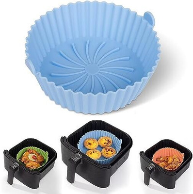 SMONI Air Fryer Silicone Round Shape Liners Basket Reusable Baking Tray Air Fryer(1 L)