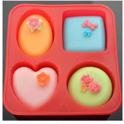 Kaan Silicone Cupcake/Muffin Mould Soap Making Square | Round | Oval | Heart Shape(Pack of 2)