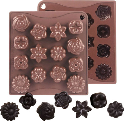 BAKEMO Silicone Chocolate Mould Flower Shape Baking Mold Candy Mold, Silicone Chocolate Molds including Tulip Rose, Ideal for Wedding Festival Parties & Novelty Gift Molds(Pack of 1)