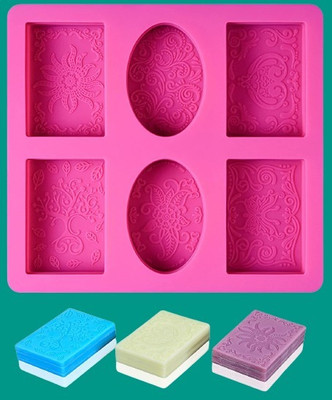 ADMONITION Silicone Chocolate Mould 6 Cavity Rectangle and Oval(Pack of 1)