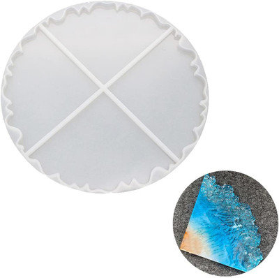 Ditya Crafts Silicone Fondant & Gum paste Mould Silicone Coaster Molds, Irregular Wave Round Coaster for Epoxy Resin Agate Coaster Molds for Making DIY Craft - Set of 1 Pizza Shape Coaster Mold(Pack of 1)