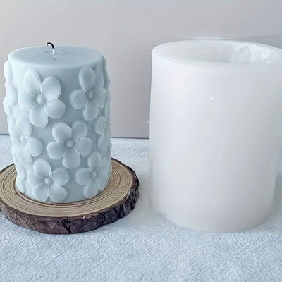 LEGACYCART Silicone Fondant & Gum paste Mould LEGACYCART 3D Medium Flower Pillar Silicone Candle Mould Valentines Day Handmade DIY Cake Silicone Pouring Forms Mould for Candle Making Set (Pack of 1)(Pack of 1)