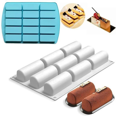 Hussain mart Silicone Chocolate Mould Skytail 2 Pack Rectangle Log & Bar Silicone Mold Nutrition Breakfast Cereal Bar Molds Energy Bar Maker for Baking Bread Ganache Chocolate Truffles Brownie Caramel Cornbread Cheesecake Butter Mould(Pack of 2)