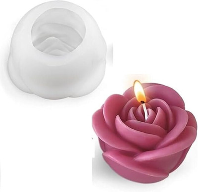 Husaini Mart Silicone Fondant & Gum paste Mould HUSAINI MART| 1 Large Rose Flower Silicone Candle Mold Roses Mold for Making Scented Candle Wax melts Aromatherapy Chocolate Candy Cake Decoration Cupcake Soap Making Resin Crafts Home Decor Gifts Molds(Pack of 1)