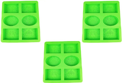 ADMONITION Silicone Cupcake/Muffin Mould 6 Cavity Silicone Moulds for Soap, Oval and Rectangular for Soap, DIY Moulds, Cakes, Baking, Chocolate(Pack of 3)