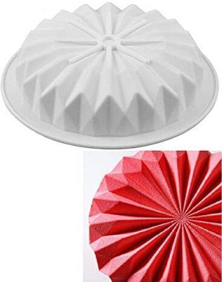 BAKEMO Silicone Cake Mould 3D Entremet Silicone Mould Geometric Origami Round Shape Cake Mould for Baking Cakes Brownie Mousse Chocolate(Pack of 1)