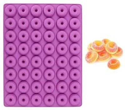 Husaini Mart Silicone Donut Tray Skytail 48 Cavity Mini Donut Silicone Gummy Mold Small Size Round Candy Loop Mould for Making Gummies Hard Candy Chocolate Caramels Ice Cube Jelly Frozen Fruit Treats Snacks Truffles Pralines Ganache(Pack of 1)