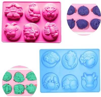 MARHABA TRADERS Silicone Fondant & Gum paste Mould LEGACYCART 12 Zodiac Sign Mold Constellation Pattern Silicone Mold Zodiac Shape Craft Art Silicone Soap Moulds, Heat-Resistant Cake Baking Supplies Set, Biscuit Pastry Muffin Brownie (12 Zodiac Sign)(Pack of 1)