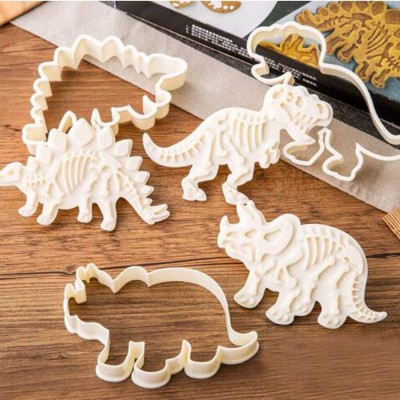 Magnusdeal Dinosaur Fossil PVC Cream Chocolate Decoration Molds Cookie Making Stamps Cookie Cutter(Pack of 3)