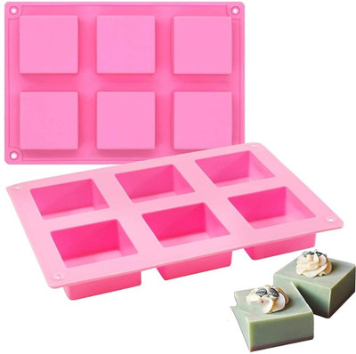 ADMONITION Silicone Cupcake/Muffin Mould 6 Cavity Square(Pack of 2)