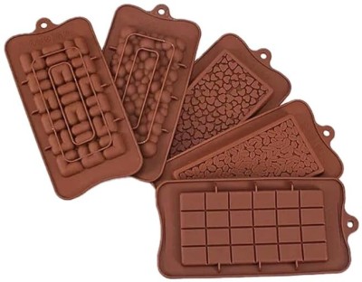 Husaini Mart Silicone Chocolate Mould Skytail 5 Pack Silicone Chocolate Mould Food Grade Break-Apart Candy Molds, Heart, Cadbury, Bubble, Coffee Bean and Maze Non-Stick Silicone Protein and Energy Bar Snacks Molds(Pack of 5)