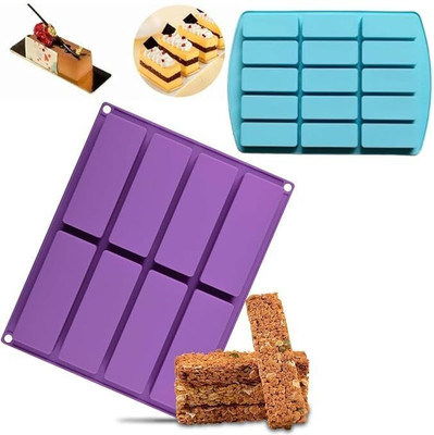 Hussain mart Silicone Chocolate Mould Skytail 2 Pack Rectangle Granola Bar Silicone Mold Nutrition Breakfast Cereal Bar Molds Energy Bar Maker for Baking Bread Ganache Chocolate Truffles Brownie Caramel Cornbread Cheesecake Butter Mould(Pack of 2)