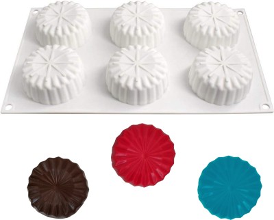 BAKEMO Silicone Cake Mould 3D Geometric Multi Purpose 6 Cavity Floral Entremet Moulds Silicon Mousse Cake Pastries Chocolate Moulds DIY Tools for Baking(Pack of 1)