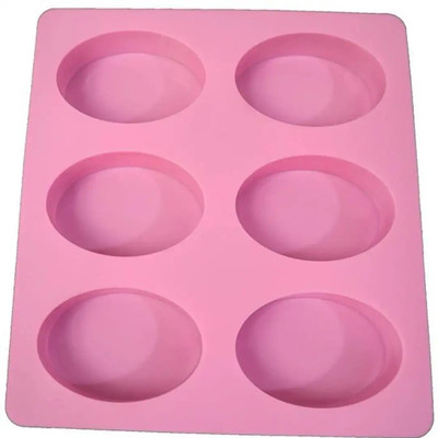 Zepto Silicone Cupcake/Muffin Mould 6 Cavity Pink Oval Shape Silicon Soap Mold(Pack of 1)