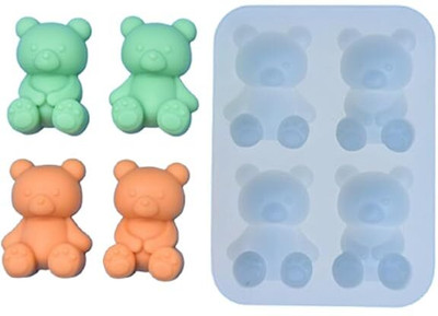 LEGACYCART Silicone Fondant & Gum paste Mould LEGACYCART 4 Cavity Teddy Bear Shape Chocolate Mold I 3D Fondant Bears Silicone Epoxy Cupcake Mold I for DIY Handmade Cake Dcor Candy Ice Cube Polymer Clay (Pack of 1)(Pack of 1)