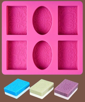 ADMONITION Silicone Cupcake/Muffin Mould 6 Cavity Rectangle and Oval(Pack of 1)