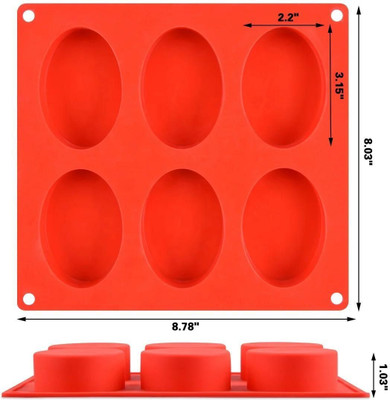 balerion Silicone Chocolate Mould Silicone Chocolate Mould Silicone Tart/Pie Mould Oval Shape Silicone Soap Molds with 6 Cavities Multicolor 100gm (Pack of 1)(Pack of 1)
