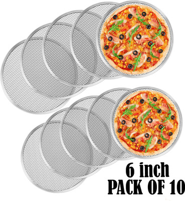 RAYCRAFT Aluminium Bread Mould 6inch Pizza Screen Non Stick Mesh Baking Tray Kitchen Tool for Oven(Pack of 10)