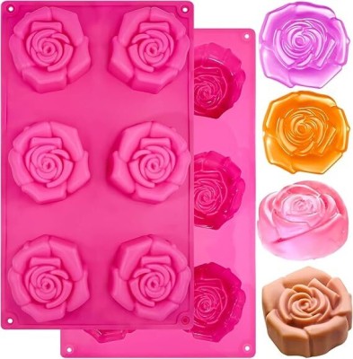 Husaini Mart Silicone Chocolate Mould Skytail 6 Cavity 3D Rose Soap Silicone Mould Flower Cake Fondant Chocolate Bomb Baking Mold for Homemade Pastry Mousse Jelly Ice Cream Cookie Candy Muffin Cupcake Decoration Tray Candle Making mold(Pack of 1)