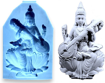CraftialCurve Silicone Fondant & Gum paste Mould Saraswati Goddess of Knowledge, Music(Pack of 1)