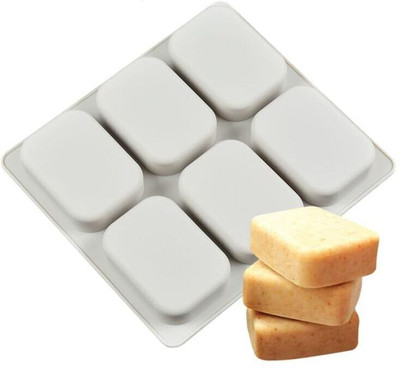 LAGACYCART Silicone Cupcake/Muffin Mould Skytail 6 Cavity Silicone Soap Mold Rectangle Bar Silicon Molds with Curved Edges for Soap Making Supplies DIY Brownies Cupcake, Cheesecake, Cornbread, Muffin Mould Tray 6-Slot (100 Grams)(Pack of 1)