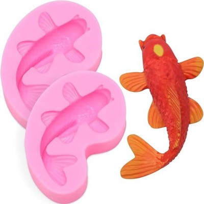 Husaini Mart Silicone Fondant & Gum paste Mould Skytail Koi Fish Silicone Mold Gold Fish Fondant Cake Decorating Candy Mold Small Size Fish Shaped Chocolate Baking Mold Tool for Cupcake Decoration Gum Paste Polymer Clay Resin Mould (2)(Pack of 2)