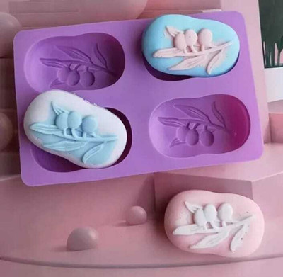 ADMONITION Silicone Cookie/Macroon tray 4 Cavity Olive Tree Shaped Mould(Pack of 1)