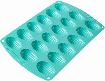 Husaini Mart Silicone Fondant & Gum paste Mould Skytail 18 Slot Silicone Madeleine Mold for Baking Madeleine Cake Pan Muffin Tray Chocolate Cupcake Pudding Mousse Shell Shape Baking Small Cake Candy Cookies Dessert Party Treats Snacks for Kids(Pack of 1)