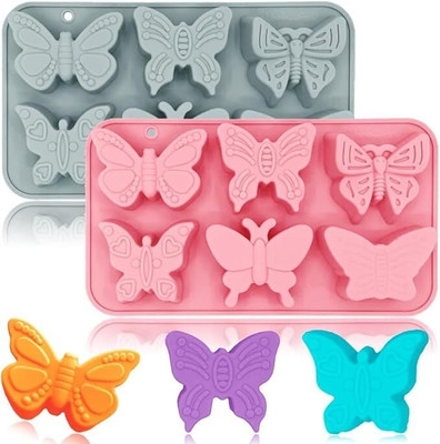 Husaini Mart Silicone Fondant & Gum paste Mould Skytail 6 Cavity Butterfly Silicone Chocolate Mold Mix Butterfly Cake Mold for Fondant DIY Cake Baking Molds Polymer Clay Cupcake Topper Muffin Ice Tray Sugarpaste Gumpaste Resin Casting Mold(Pack of 1)