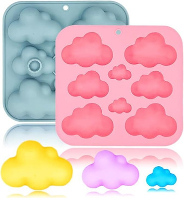 Husaini Mart Silicone Chocolate Mould Skytail 8 Cavity Cute Cloud Mould 3D Sky Cloud Themed Baking Mold Ice Cube Tray DIY for Chocolate Cake Dessert Candy Mousse Fondant Pastry Candle Soap Lotion Bar Cupcake Topper(Pack of 1)