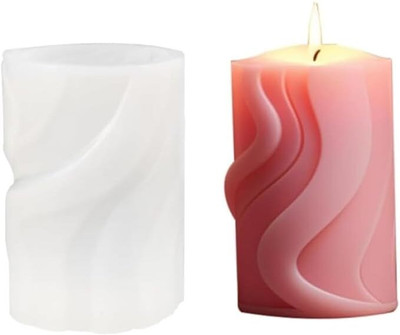 Husaini Mart Silicone Fondant & Gum paste Mould HUSAINI MART| Wavy Cylinder Silicone Candle Mould for Candle Making Scented Wax Melts Aromatherapy Clay Craft Soap Resin Casting Home Decoration Candles Chocolate Baking Cakes Dessert Mold(Pack of 1)