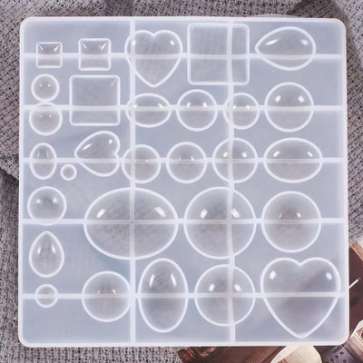 Ditya Crafts Silicone Fondant & Gum paste Mould Cabochon Gem Silicone Mold, Clear Round Silicone Mold for Making Earrings Jewelry Making Crafting Projects, Earrings Making Casting DIY Craft Mold(Pack of 1)
