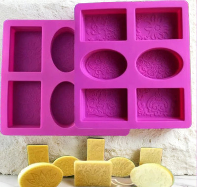 ADMONITION Silicone Chocolate Mould 6 Cavity Rectangle & Oval Soap Moulds(Pack of 2)