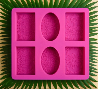 ADMONITION Silicone Chocolate Mould 6 Cavity Silicone Soap Moulds For Soap Making, Round & Rectangle Soap(Pack of 1)