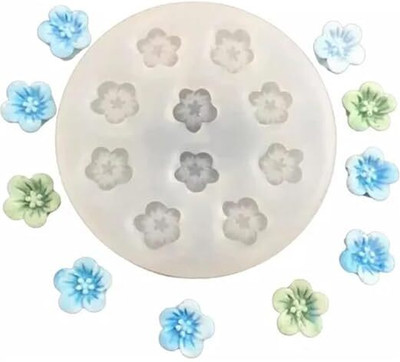 LEGACYCART Silicone Fondant & Gum paste Mould LEGACYCART 10 Cavity Flower Fondant Mold Plum Cherry Blossom Fondant Moulds Cake Decorating Silicone Mould for Cupcake Topper Candy Chocolate Gumpaste Flower Polymer Clay Crafting Earrings Mold(Pack of 1)