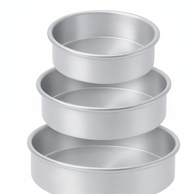 TambaVeda Aluminium Cake Mould 3 Piece Mould Set Non-Stick Baking for Cake, Pizza, Cheesecake & Desserts(Pack of 3)