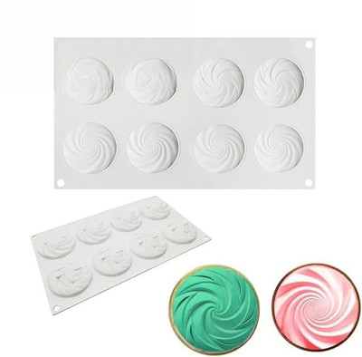 Hussain mart Silicone Chocolate Mould Skytail 8 Cavity Spiral Design Round Silicone Mould for DIY Baking Chocolate Candy Mousse Cake Decoration Cupcake Ice Cream Tray Cookie Biscuit Jelly Muffin Pudding Party Dessert Soap Candle Mold(Pack of 1)