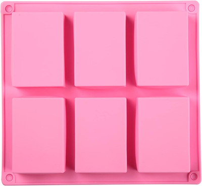 ADMONITION Silicone Chocolate Mould 6 Cavity Rectangle Silicone Baking Mold DIY Handmade Soap Making, Muffin(Pack of 1)