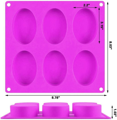 balerion Silicone Cupcake/Muffin Mould Silicone Tart/Pie Mould Oval Shape Silicone Soap Molds with 6 Cavities Multicolor 100gm (Pack of 1)(Pack of 1)