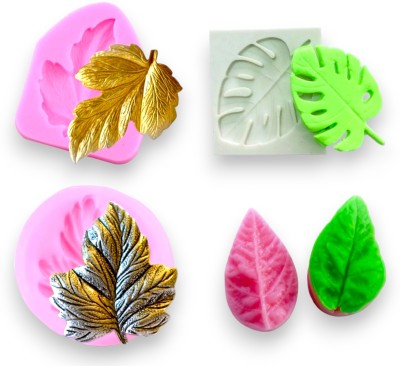 HE Retail Supplies Silicone Fondant & Gum paste Mould leaf leaves silicone mold(Pack of 4)