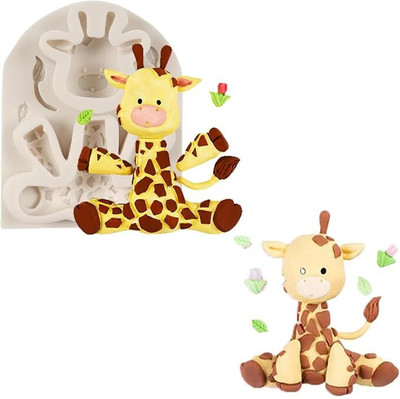 Husaini Mart Silicone Fondant & Gum paste Mould HUSAINI MART | Mini Giraffe Animal Shape Candle Mold I 3D Soap Silicone Sculpture Mould I for DIY Handmade Aromatherapy Gypsum Soap Cake Décor Aroma Beads Car Freshie Resin Art Craft Making (Pack of 1)(Pack of 1)