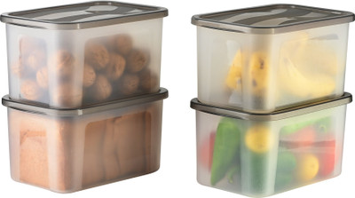 ADMONITION Plastic Grocery Container  - 2000 ml(Pack of 4, Grey)