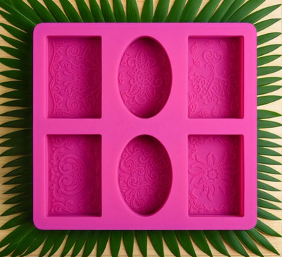 ADMONITION Silicone Chocolate Mould 6 Cavity Silicone Soap Moulds For Soap Making, Round & Rectangle Soap(Pack of 1)