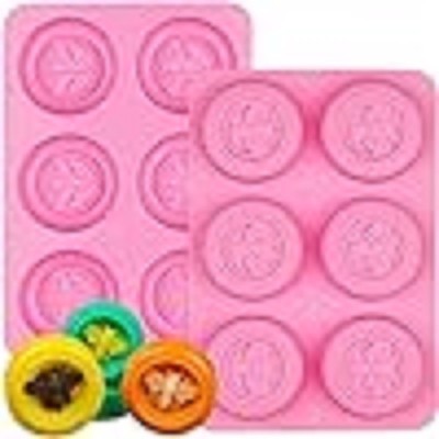 BAKEMO Silicone Cake Mould 6 cavity soap mould Round Honeybee Silicone Molds for Homemade Soaps, Lotion Bar, Jello, Bath Bomb soap mould(Pack of 2)