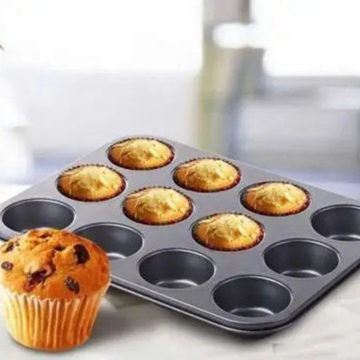 chocodecor Aluminium Cupcake/Muffin Mould 12(Pack of 1)